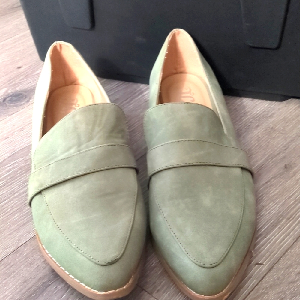 Pastel green loafers